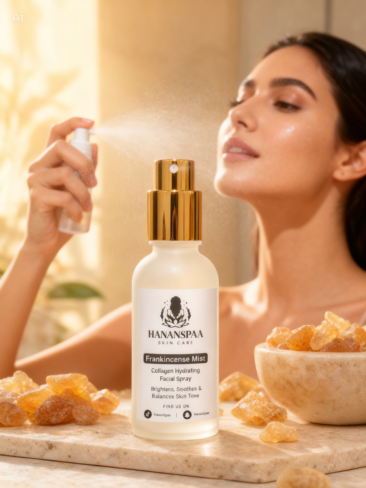 HananSpa Frankincense Mist collagen hydrating facial spray bottle