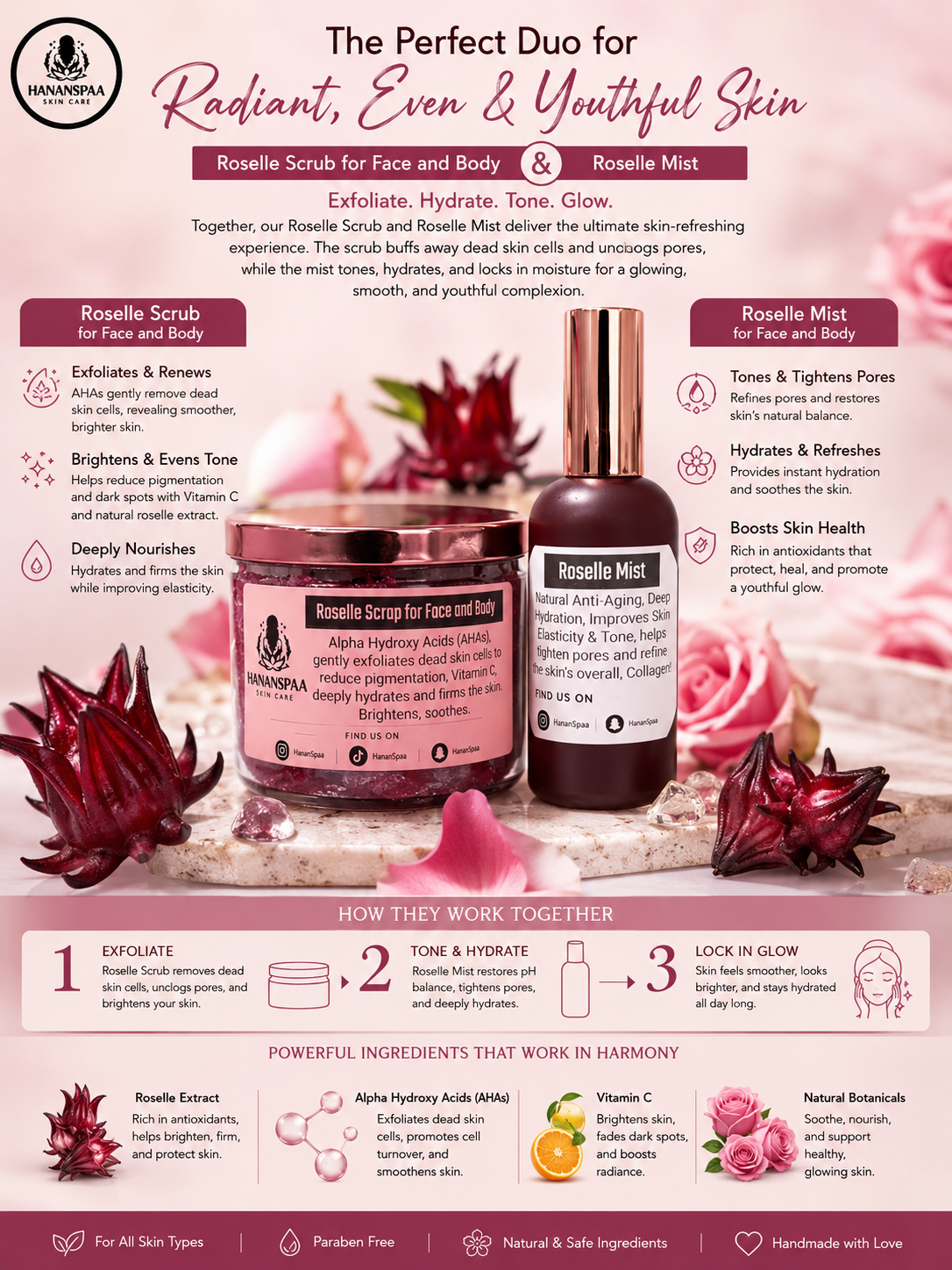 The Perfect Duo — Roselle Scrub & Roselle Mist for radiant, even, youthful skin